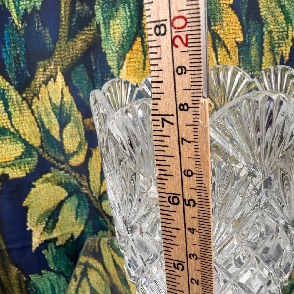 Imperial Slovakia‎ Clara Collection Crystal Vase Cut Glass Scalloped 8 Inch